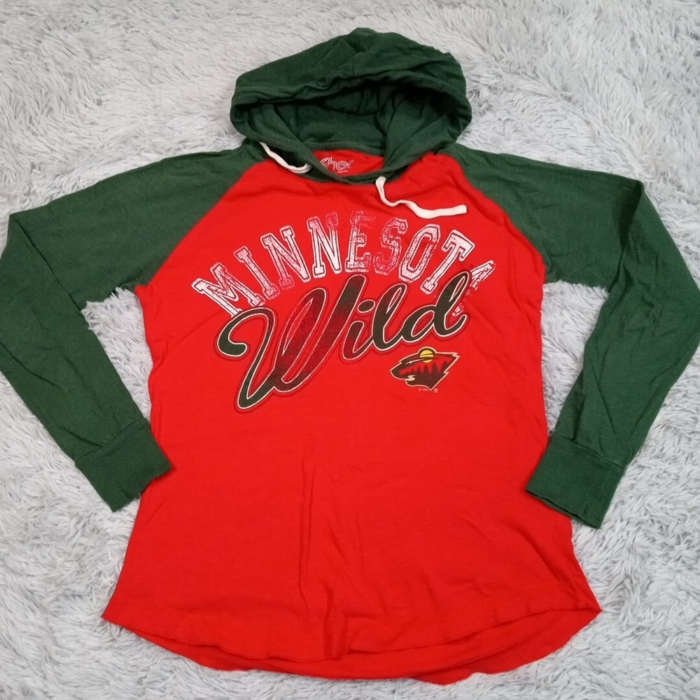 Minnesota Wild GIII Womens Sweatshirt Red Green M NHL Hockey Hoodie Long Sleeve